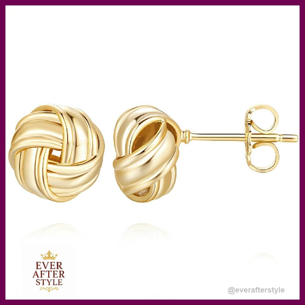 14k Gold Knot Stud Earrings Elegant Minimal Hypoallergenic Everyday Wear